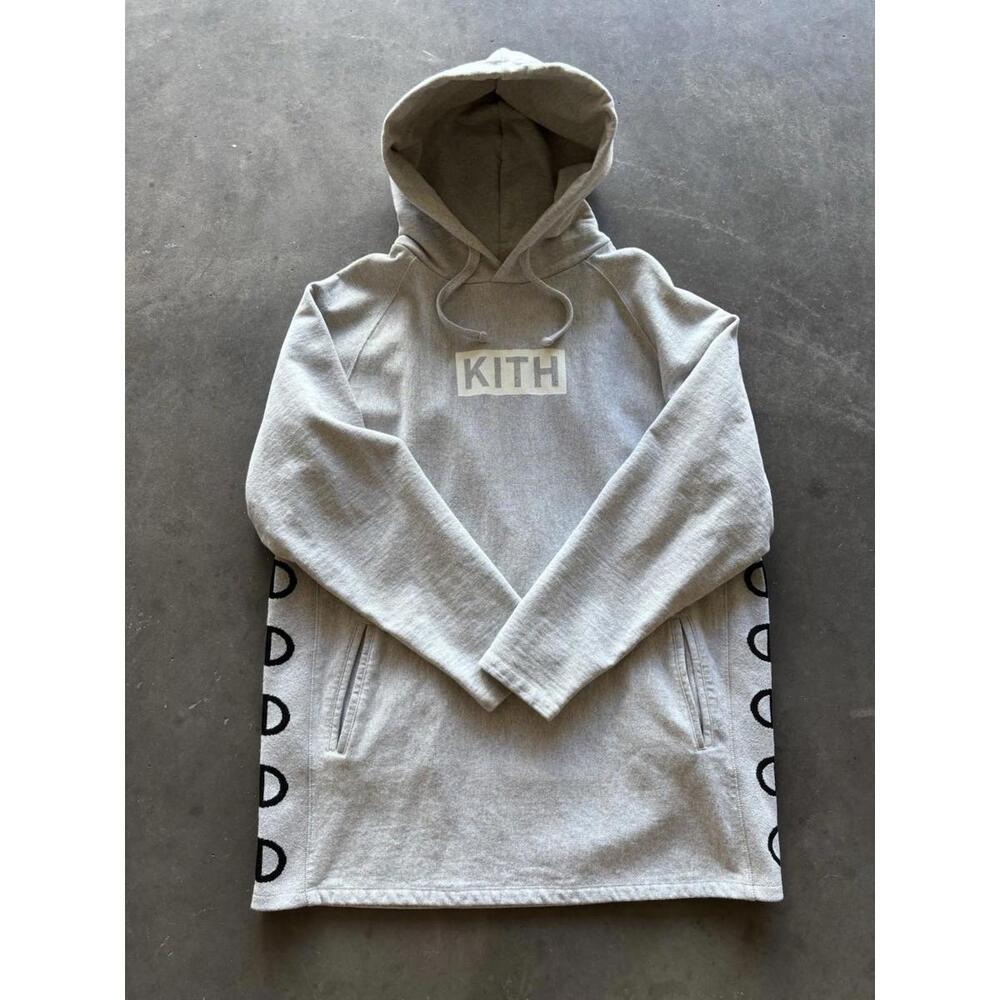 Kith X Champion Extended Box Logo Hoodie XL Gray Reverse Weave Terry Fleece